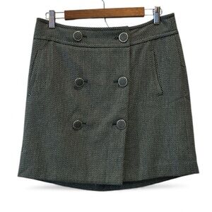 LOFT Textured Green Wrap Mini Skirt Size 8